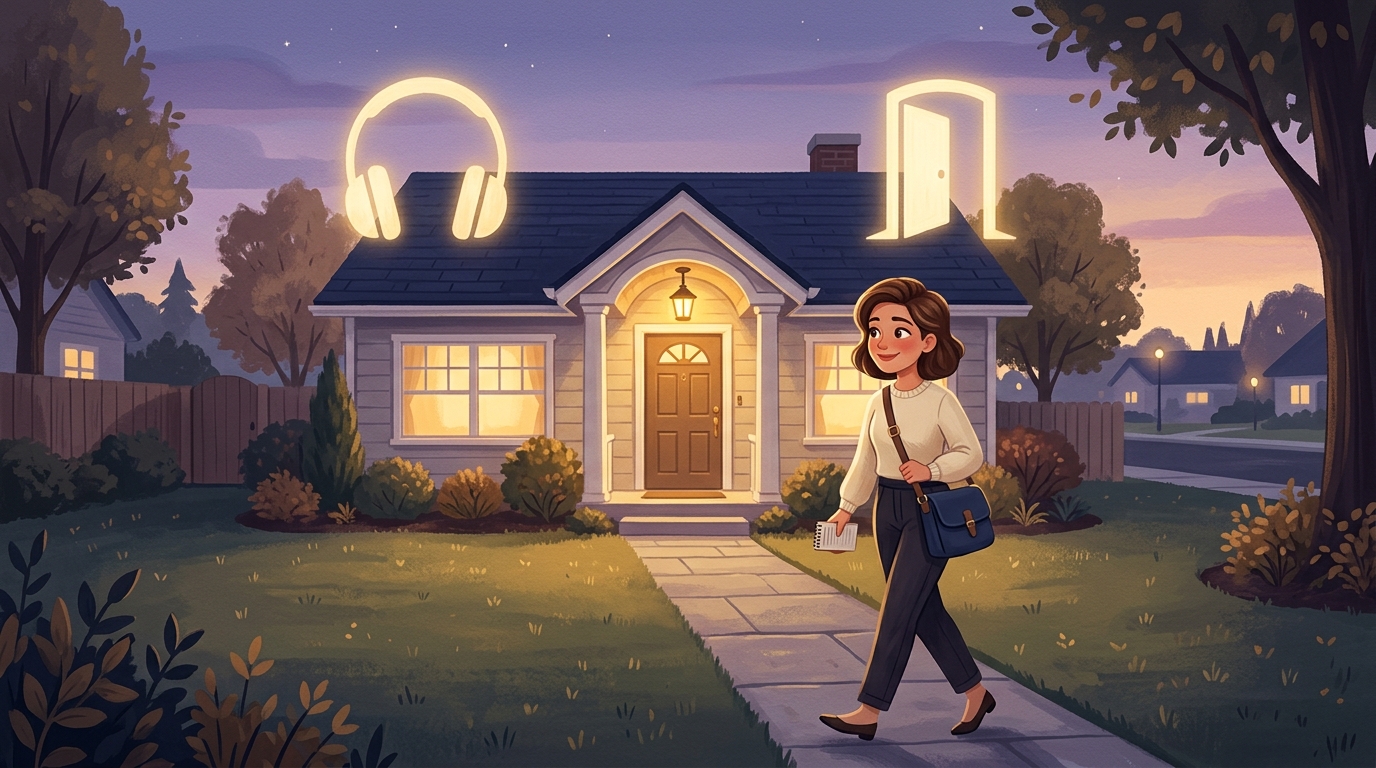 The CORE Closing Process — a closer walking up to a home at dusk