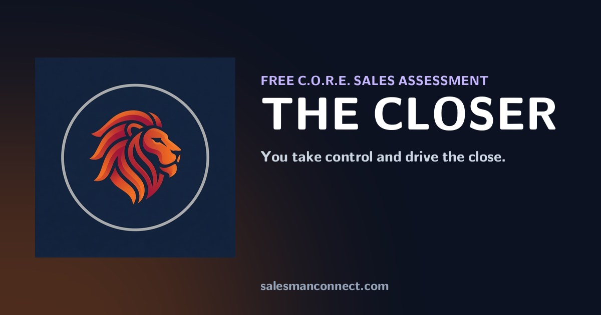The Closer, free C.O.R.E. sales personality assessment result